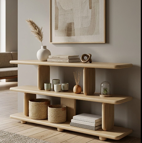 Lyle Sculptural Low Bookcase - Natural Denmark Home