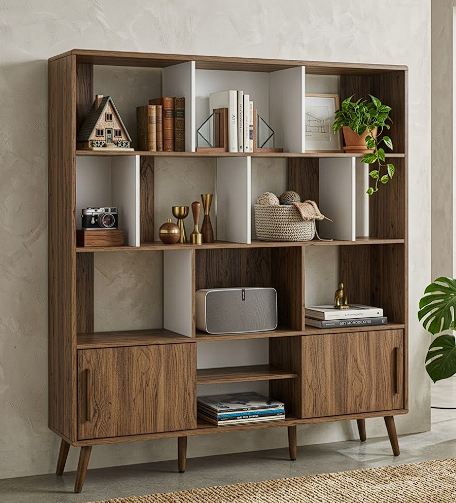 Koru Large Open Display Bookcase - Walnut Denmark Home
