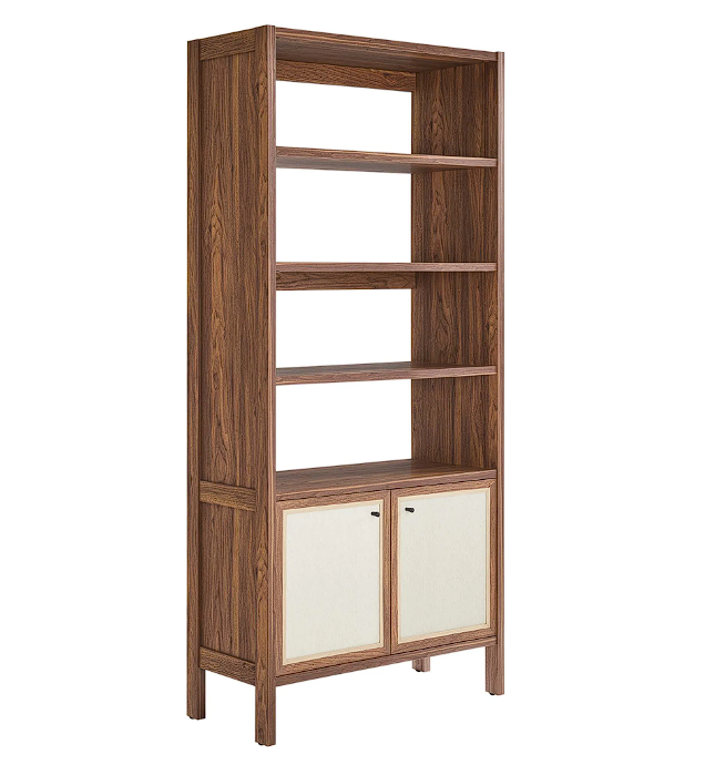 Tuck Tall Bookcase with Cabinet Storage - Walnut Denmark Home