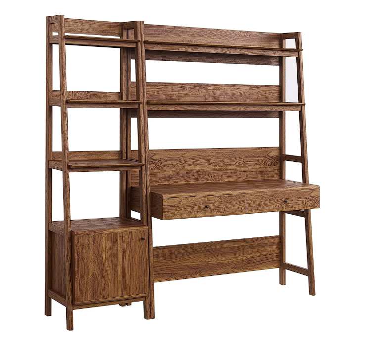Teak Office Desk and Bookcase Set - Walnut Denmark Home