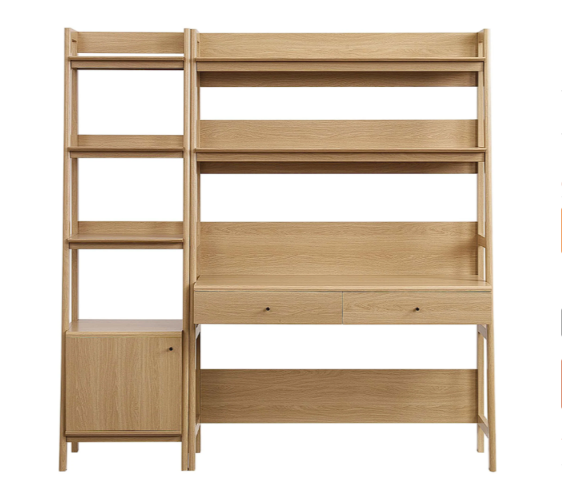 Teak Office Desk and Bookcase Set - Oak Denmark Home
