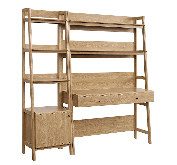 Teak Office Desk and Bookcase Set - Oak Denmark Home