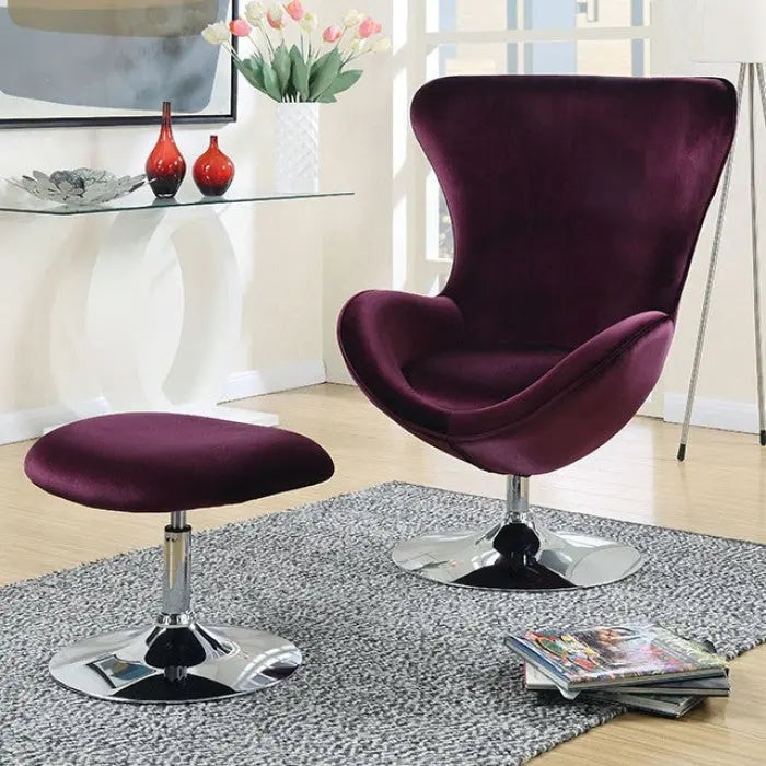 Voss Scoop Frame Chair with Ottoman – Purple Flannelette Denmark Home
