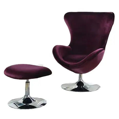 Voss Scoop Frame Chair with Ottoman – Purple Flannelette Denmark Home