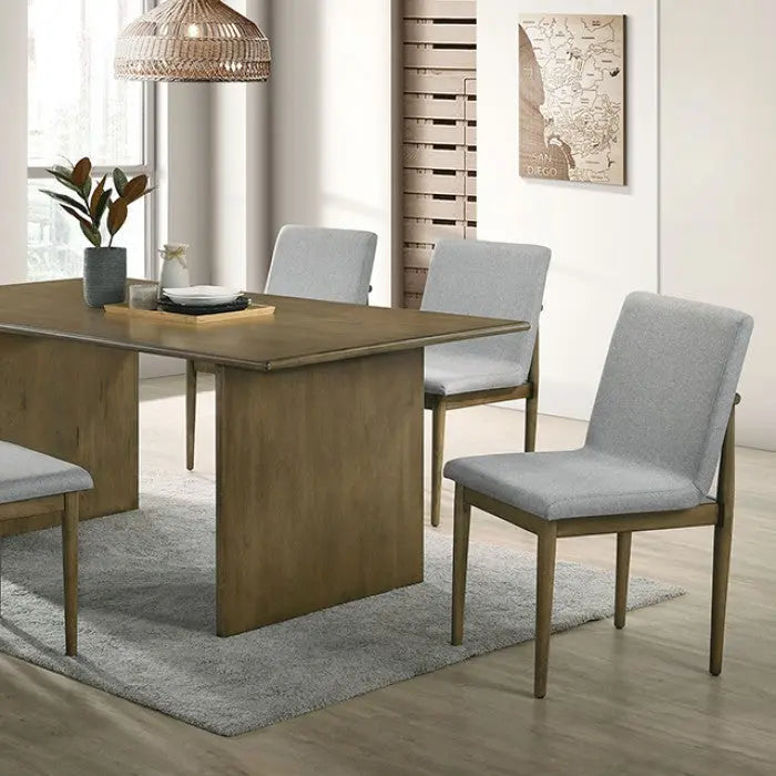 Elna 7-Piece Dining Table Set – Natural Wood with Upholstered Chairs Denmark Home