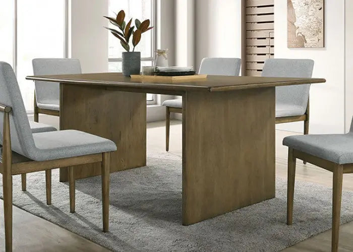 Elna 7-Piece Dining Table Set – Natural Wood with Upholstered Chairs Denmark Home