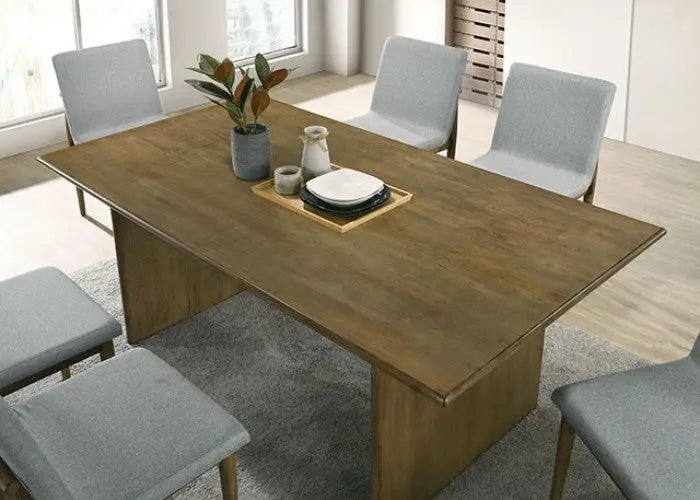 Elna 7-Piece Dining Table Set – Natural Wood with Upholstered Chairs Denmark Home