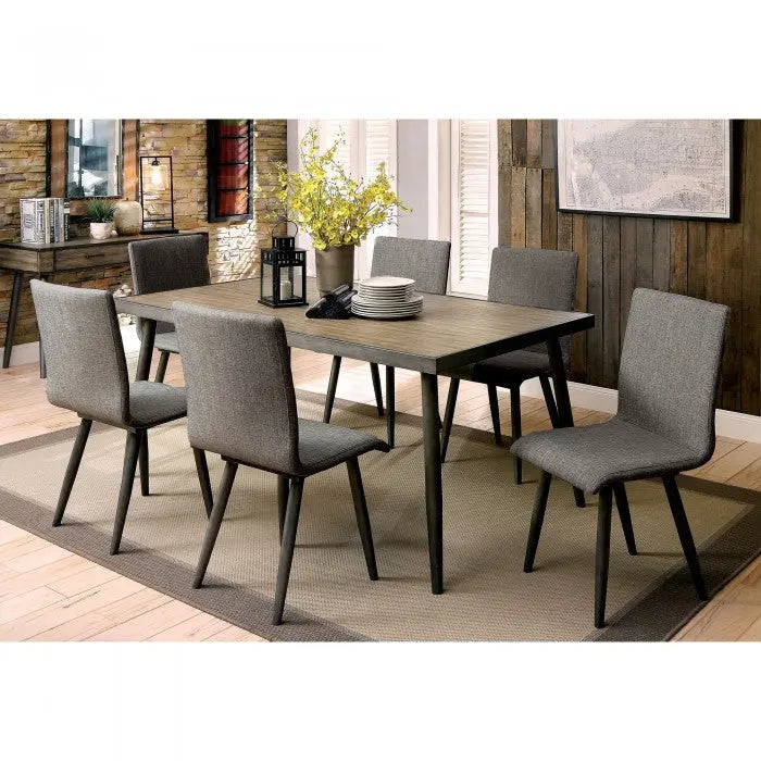 Freja Dining Table – Gray Finish with Metal Framed Top Denmark Home