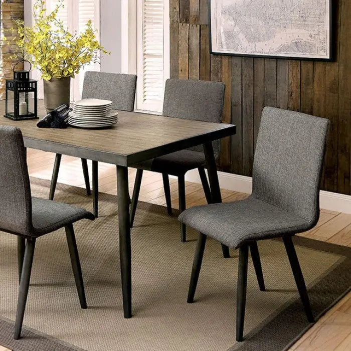 Freja Dining Table – Gray Finish with Metal Framed Top Denmark Home