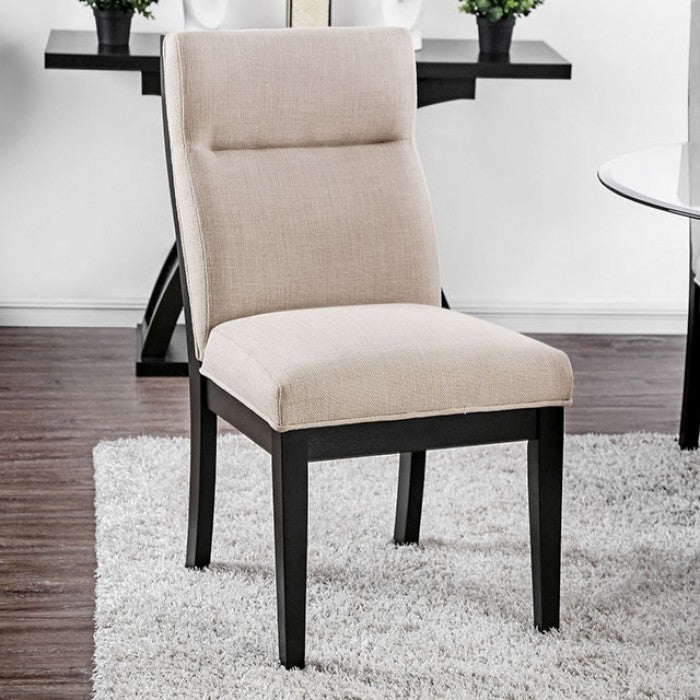 Nova Dining Side Chair – Beige Upholstery with Black Frame (Set of 2)