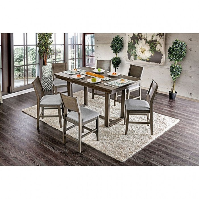 Alto Counter-Height Dining Table Set – 7-Piece Gray with Upholstered Chairs