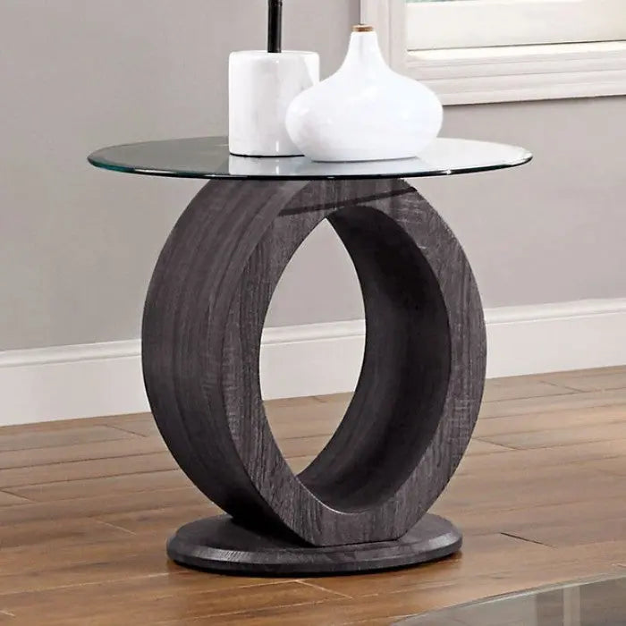 Rumi End Table – Gray with 8mm Tempered Glass Top Denmark Home