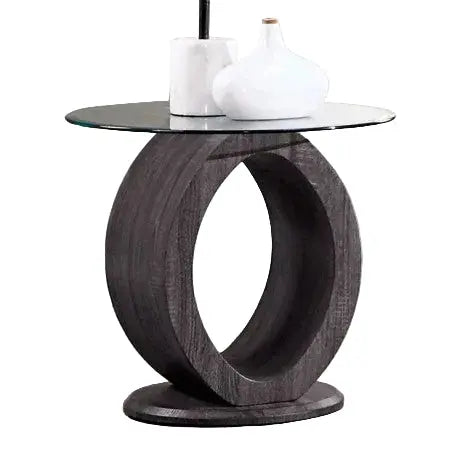 Rumi End Table – Gray with 8mm Tempered Glass Top Denmark Home