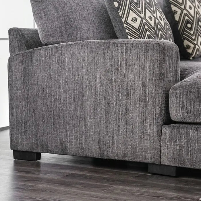 Enzo Large L-Sectional – Right Chaise, Contemporary Gray Chenille Denmark Home