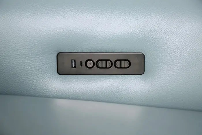 Rivo Power Loveseat – Pale Blue Top Grain Leather Match Denmark Home
