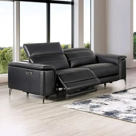 Sano Power Sofa – Black Leatherette with Metal Legs Denmark Home