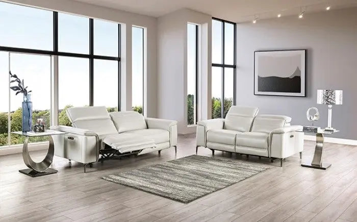 Sano Power Loveseat – Light Taupe Leatherette with Metal Legs Denmark Home