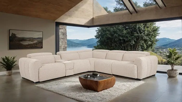 Milae  Power Sectional – Contemporary White with Console & Wireless Charging Denmark Home