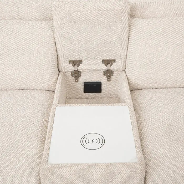 Milae  Power Sectional – Contemporary White with Console & Wireless Charging Denmark Home