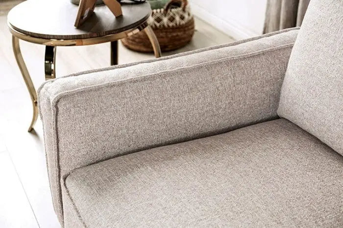 Holm Contemporary Sofa – Light Brown Fabric with Ash Wood Trim Denmark Home