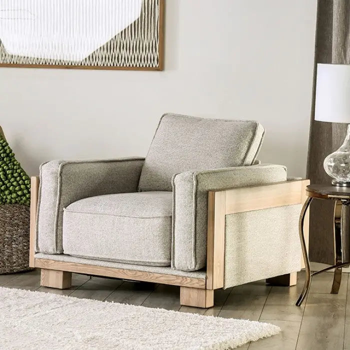 Holm Accent Chair – Light Brown Fabric with Ash Wood Frame Denmark Home