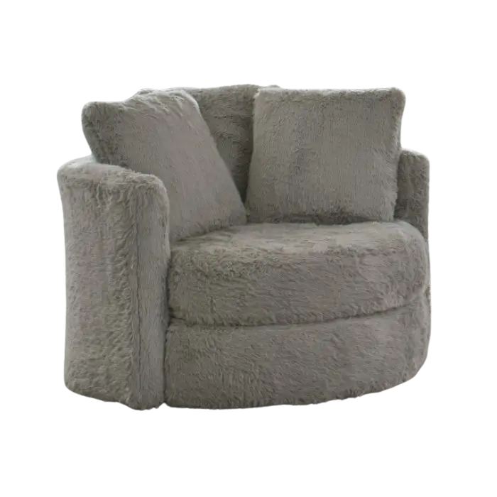 Lysa Swivel Lounge Chair – Faux Fur Gray Denmark Home