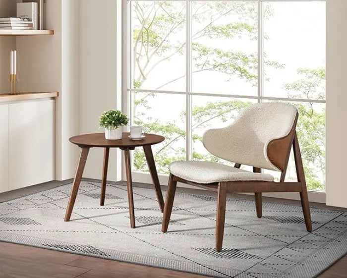 Sway Wingback Accent Chair - Walnut and Beige Boucle Denmark Home