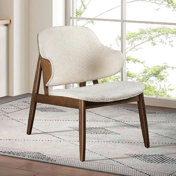 Sway Wingback Accent Chair - Walnut and Beige Boucle Denmark Home