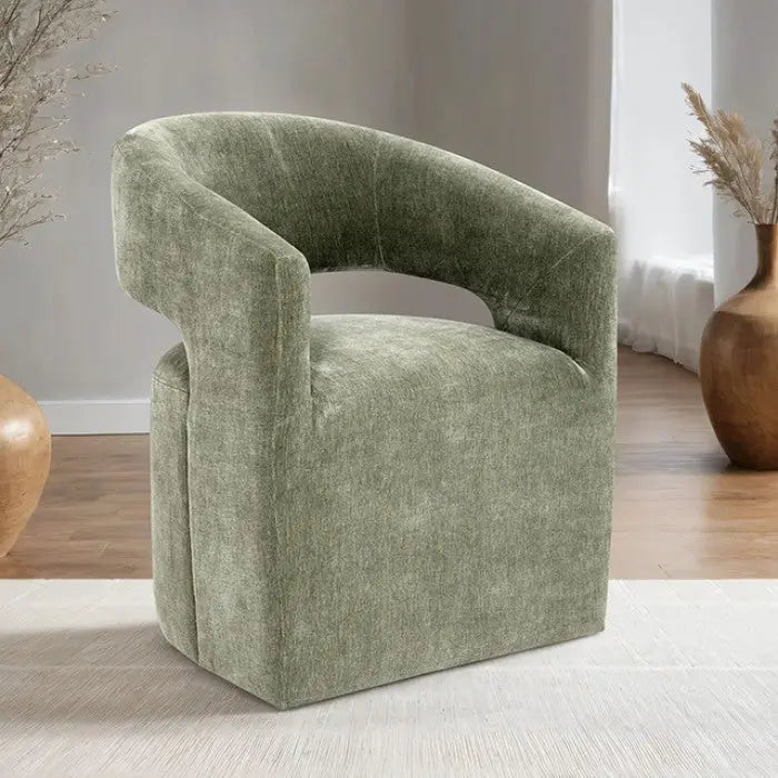 Roda  Barrel Accent Chair with Casters – Green Denmark Home