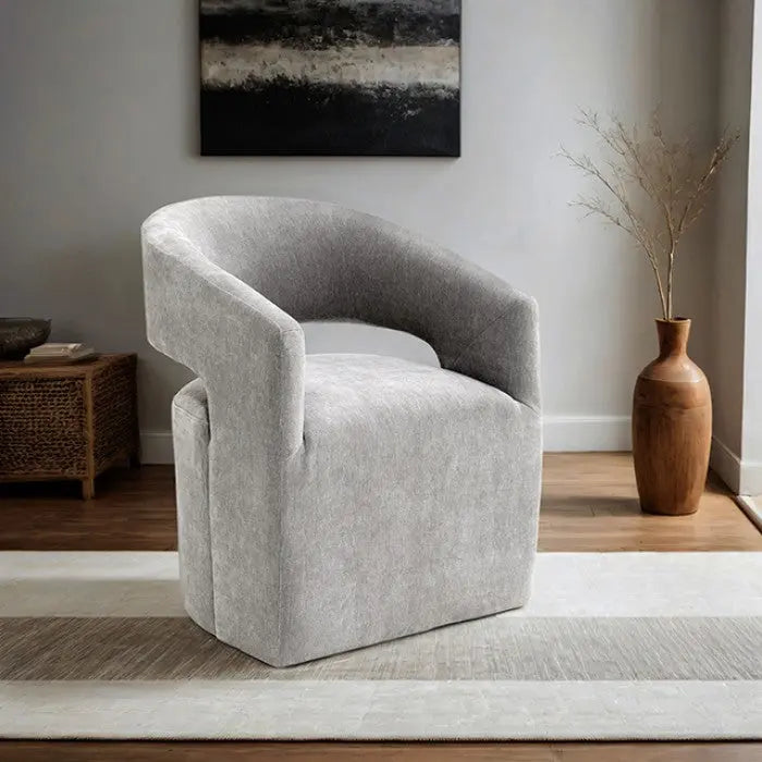 Roda Barrel Accent Chair with Casters – Light Gray Denmark Home
