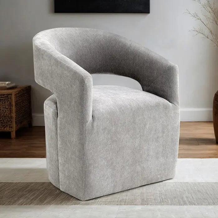 Roda Barrel Accent Chair with Casters – Light Gray Denmark Home