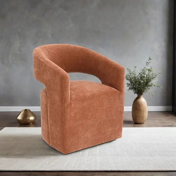 Roda Barrel Accent Chair with Casters – Rustic Orange Denmark Home