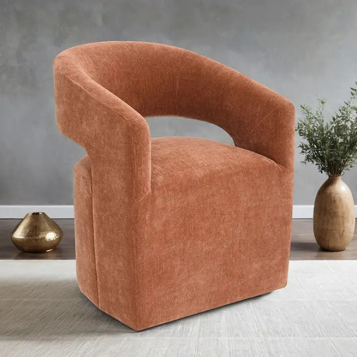 Roda Barrel Accent Chair with Casters – Rustic Orange Denmark Home