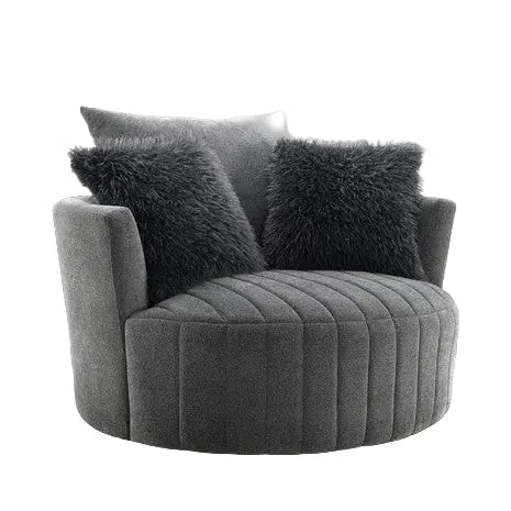 Valencia Channel Tufted Swivel Chair – Dark Gray with Vertical Tufting Denmark Home