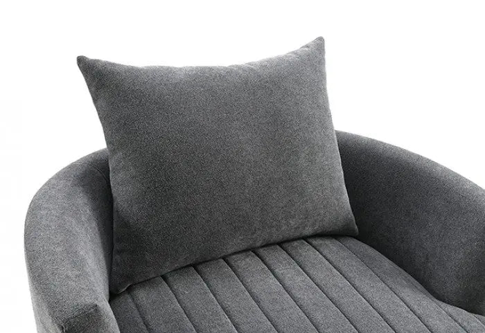 Valencia Channel Tufted Swivel Chair – Dark Gray with Vertical Tufting Denmark Home