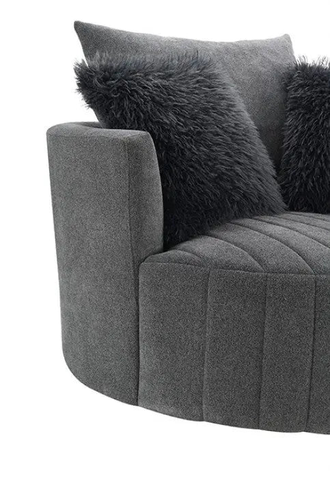 Valencia Channel Tufted Swivel Chair – Dark Gray with Vertical Tufting Denmark Home
