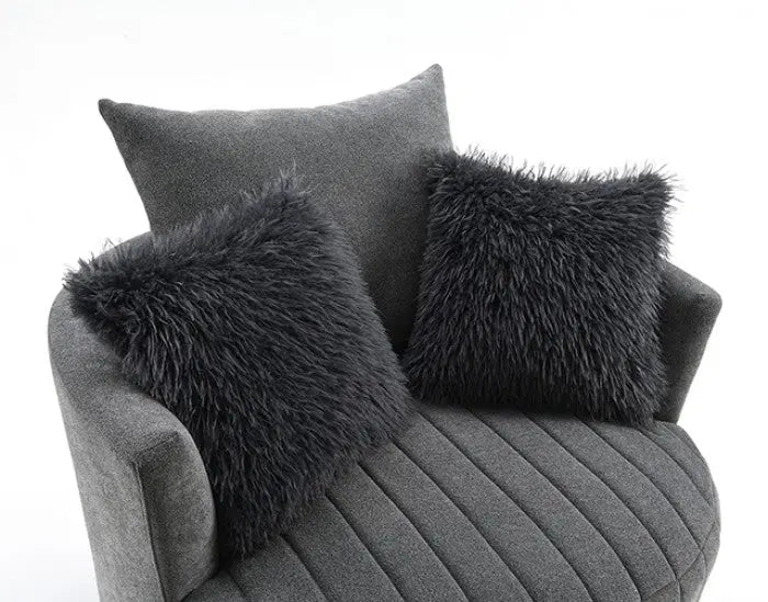 Valencia Channel Tufted Swivel Chair – Dark Gray with Vertical Tufting Denmark Home