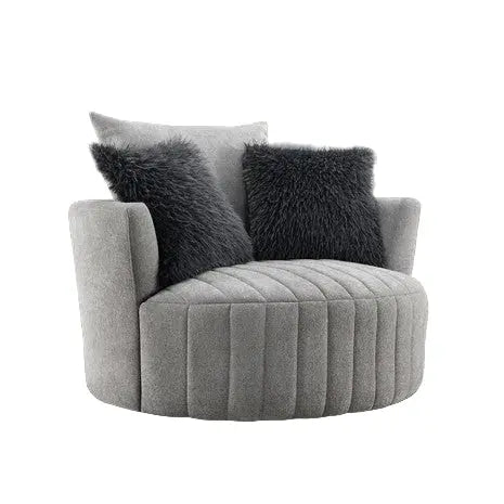 Valencia Channel Tufted Swivel Chair – Light Gray with Vertical Tufting Denmark Home