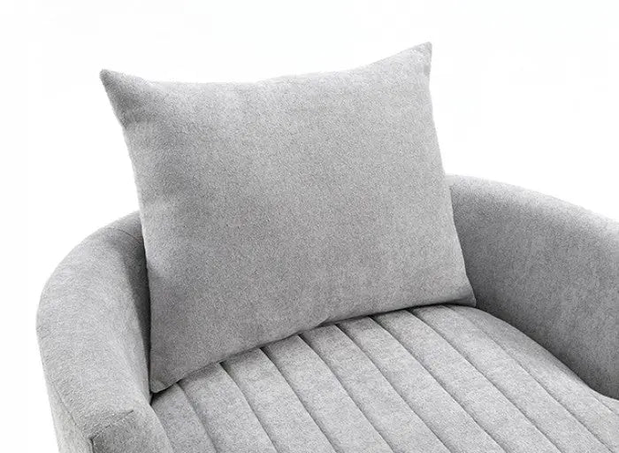 Valencia Channel Tufted Swivel Chair – Light Gray with Vertical Tufting Denmark Home