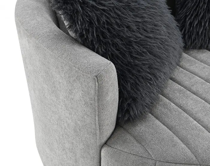 Valencia Channel Tufted Swivel Chair – Light Gray with Vertical Tufting Denmark Home
