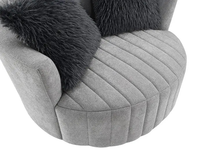 Valencia Channel Tufted Swivel Chair – Light Gray with Vertical Tufting Denmark Home