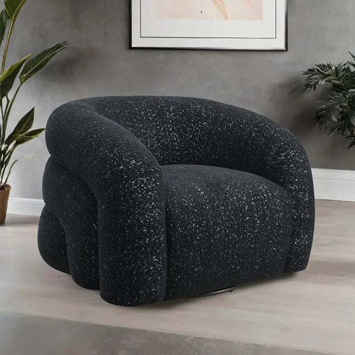 Vivante Swivel Chair – Black with Sculptural Pillow-like Back Denmark Home