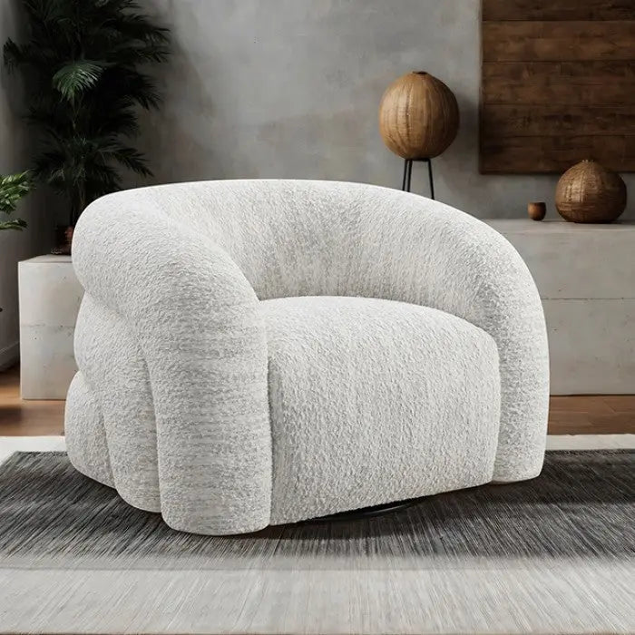 Vivante  Swivel Chair – Cotton White with Sculptural Pillow-like Back Denmark Home