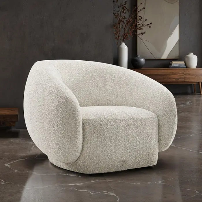 Kiva Swivel Chair – Beige with Rounded Sculptural Silhouette Denmark Home