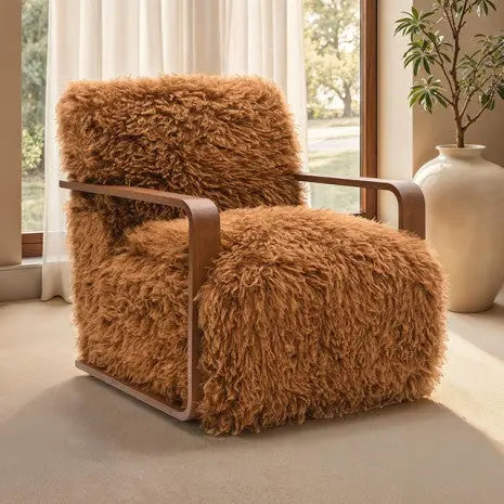 Ezra Accent Chair – Camel Brown Fabric Denmark Home