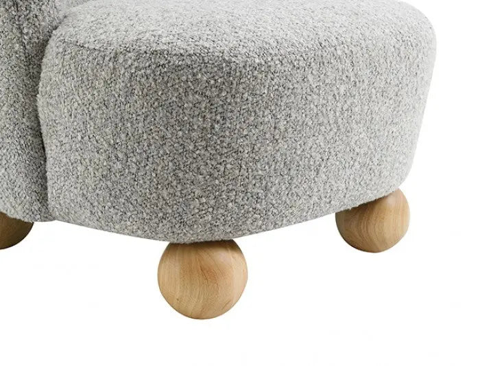 Elara Accent Chair – Gray Boucle with Sculptural Wood Feet Denmark Home