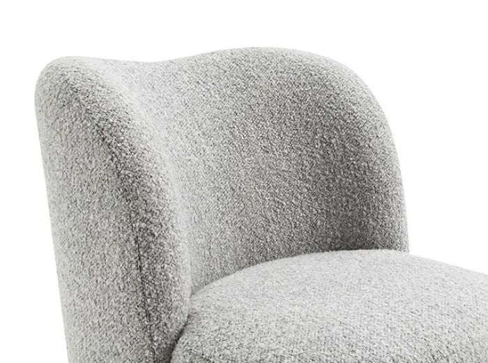 Elara Accent Chair – Gray Boucle with Sculptural Wood Feet Denmark Home