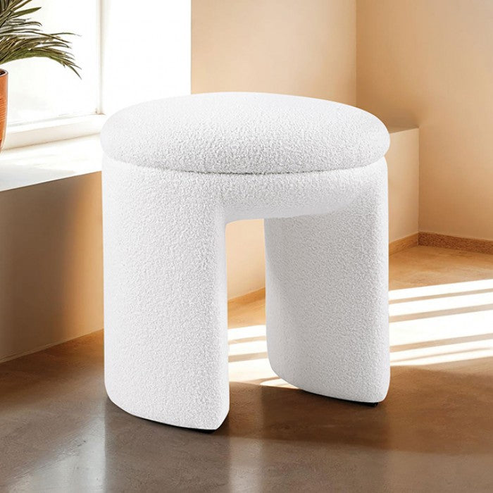 Sindre Stool – Beige Teddy Fabric Upholstered Seat Denmark Home
