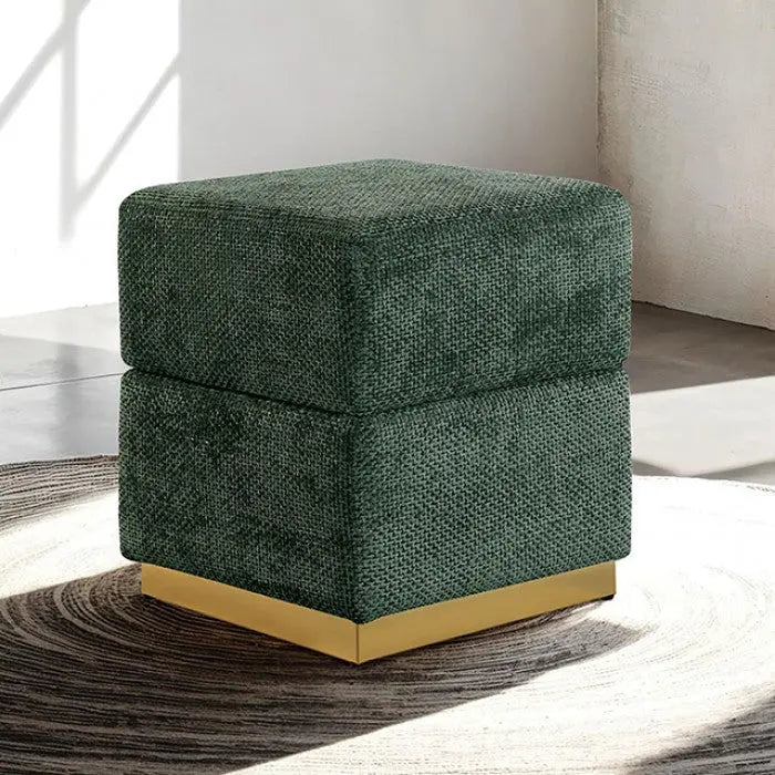Sutton Storage Stool – Green Chenille with Gold Plinth Denmark Home