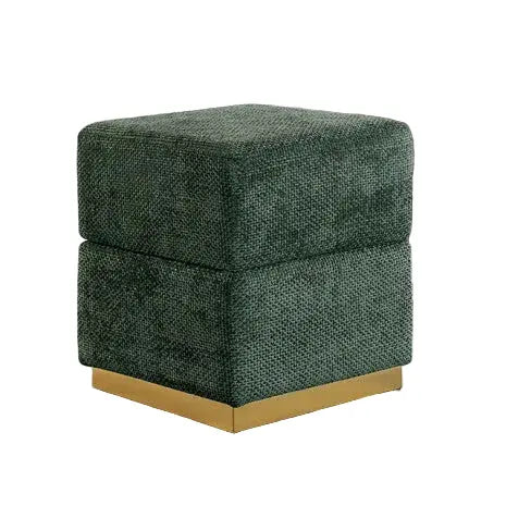 Sutton Storage Stool – Green Chenille with Gold Plinth Denmark Home